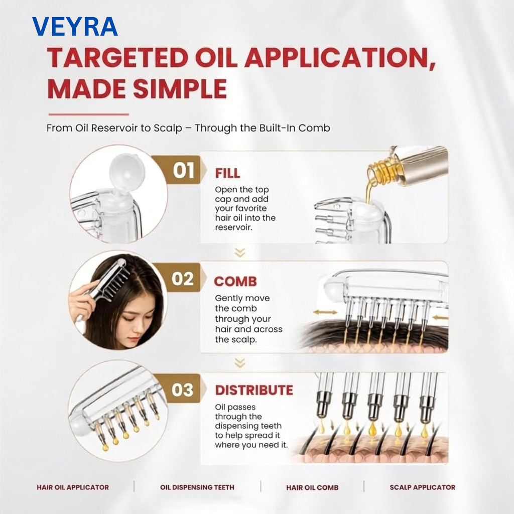 VEYRA™ Hair Oil Applicator Comb with Scalp Massager