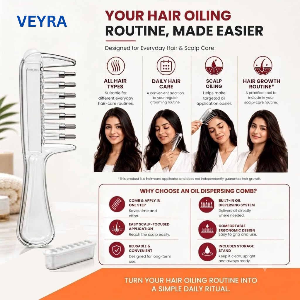 VEYRA™ Hair Oil Applicator Comb with Scalp Massager